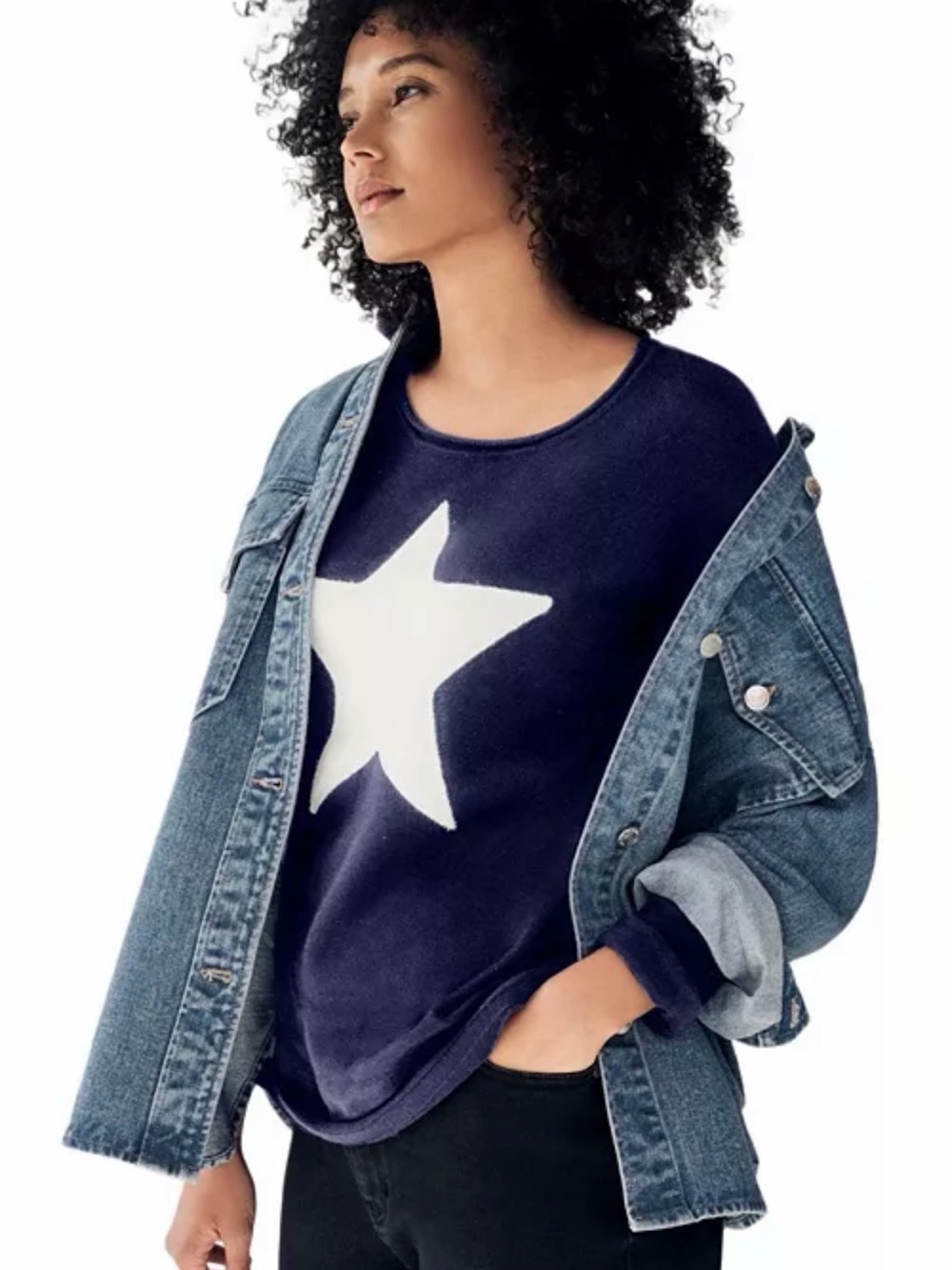 Ellos Black Sweatshirt with White Star